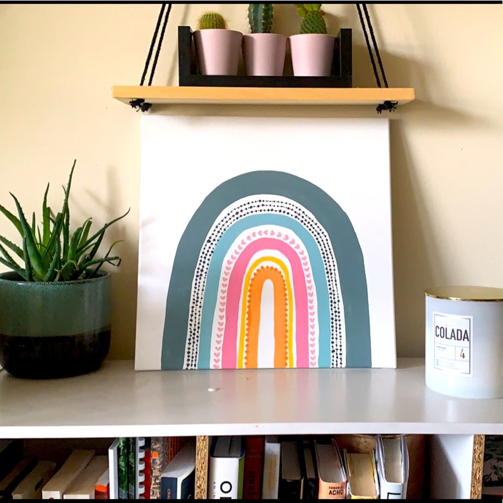 Bohemian Rainbow Wall Art—homemade canvas painting